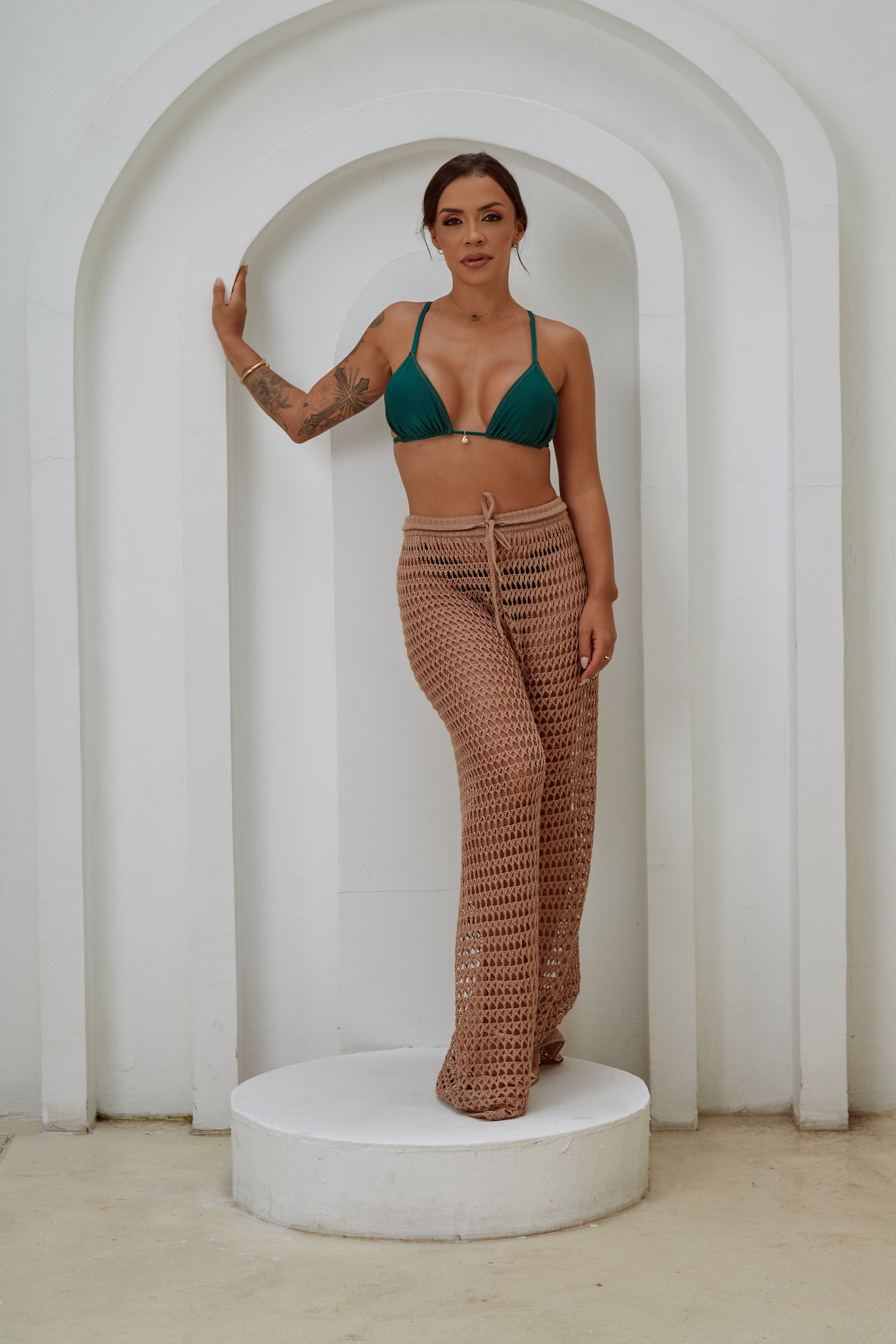 Calça Saída - Tricô - Trancoso - Bronze