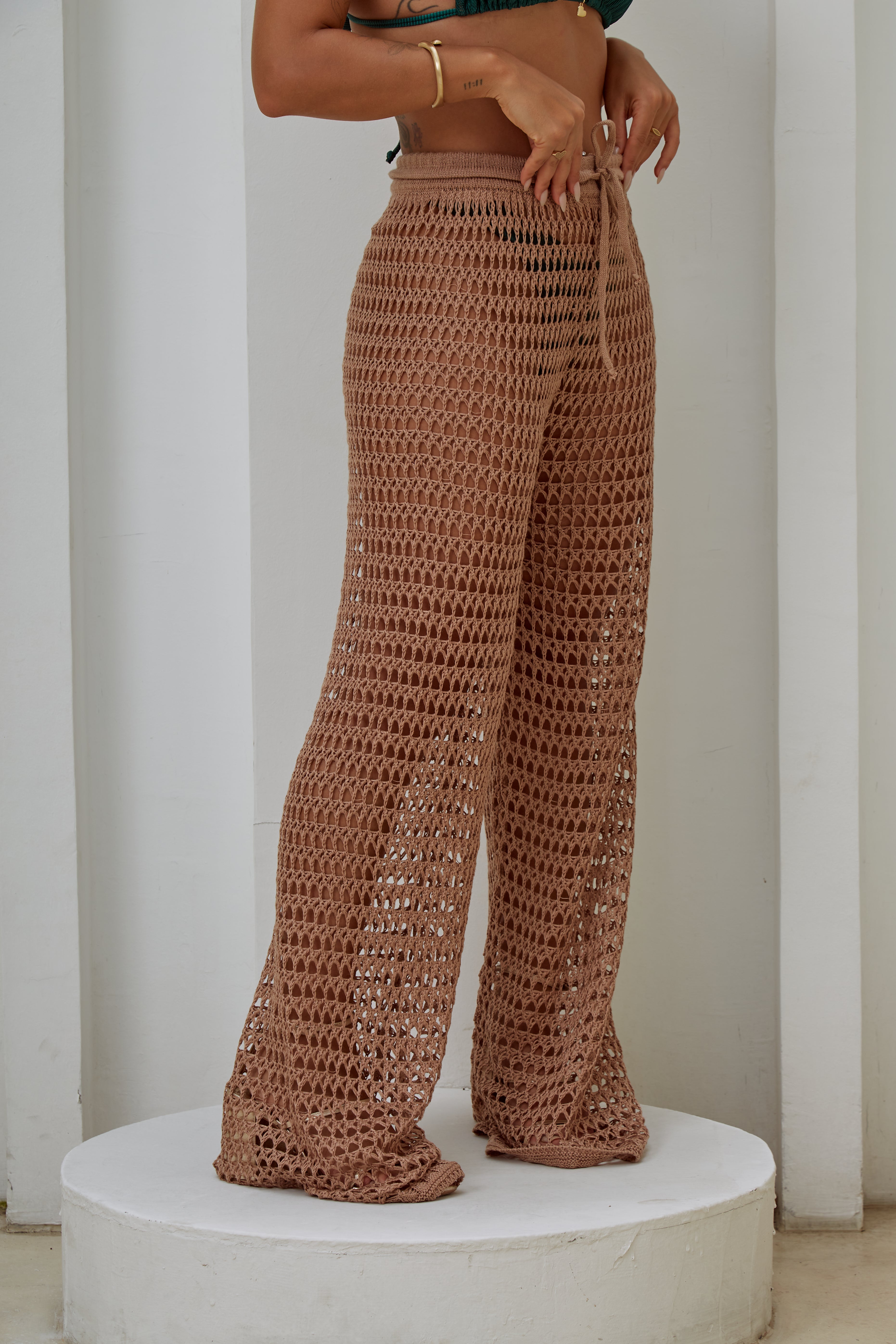 Calça Saída - Tricô - Trancoso - Bronze